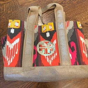 Multicolored Tory Burch beach bag
